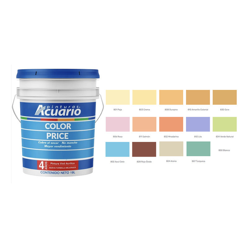 Cubeta De Pintura Vinilica Lavable Acuario Color Price 19lt