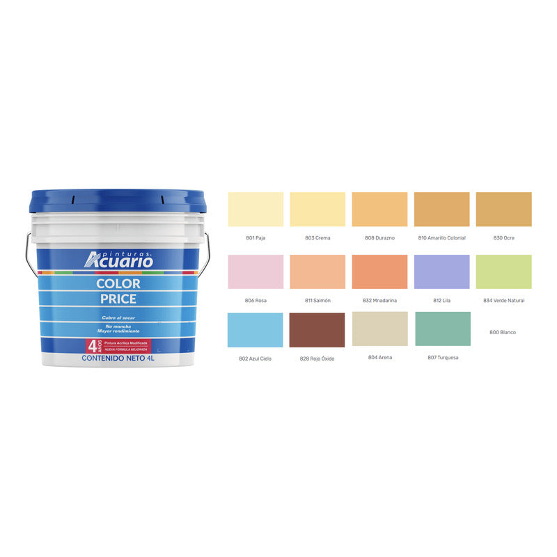 Galon De Pintura Vinilica Lavable Acuario Color Price 4lt