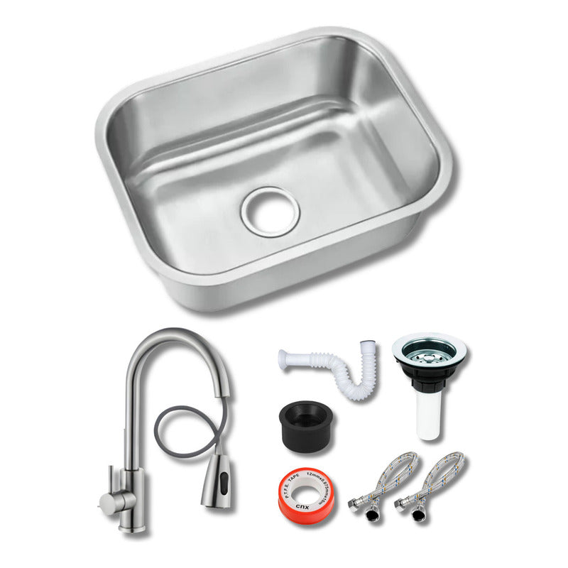 Fregadero Tarja Submontar 1 Tina Acero Inox C/kit Mezc Prem