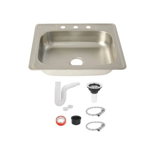 Tarja Fregadero Tipo Bar Acero Inox 64x59 Cm Con Kit S/mezcl