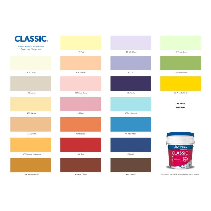 Galon De Pintura Vinilica Lavable Acuario Classic 4 Litros