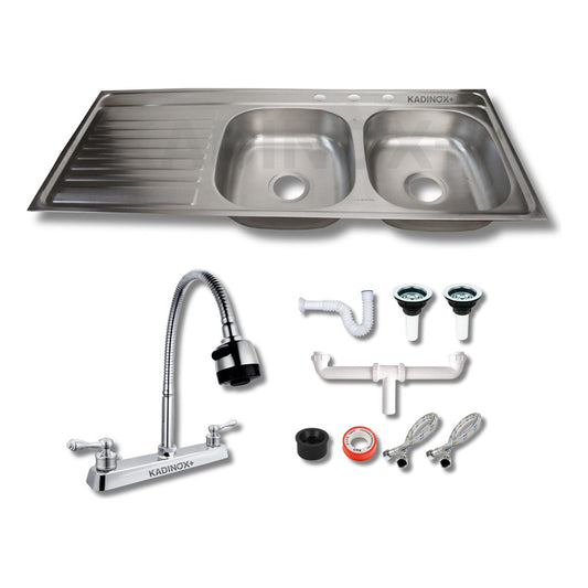 Fregadero Tarja Tina Doble Con Escurridor Acero Inox C/kit F