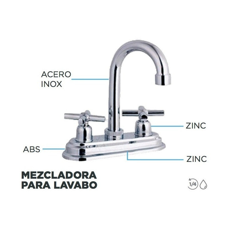 Llave Mezcladora Para Lavabo Baño Cromada De Lujo