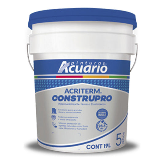 Impermeabilizante Acuario Construpro 5 Años 19 Lts Blanco