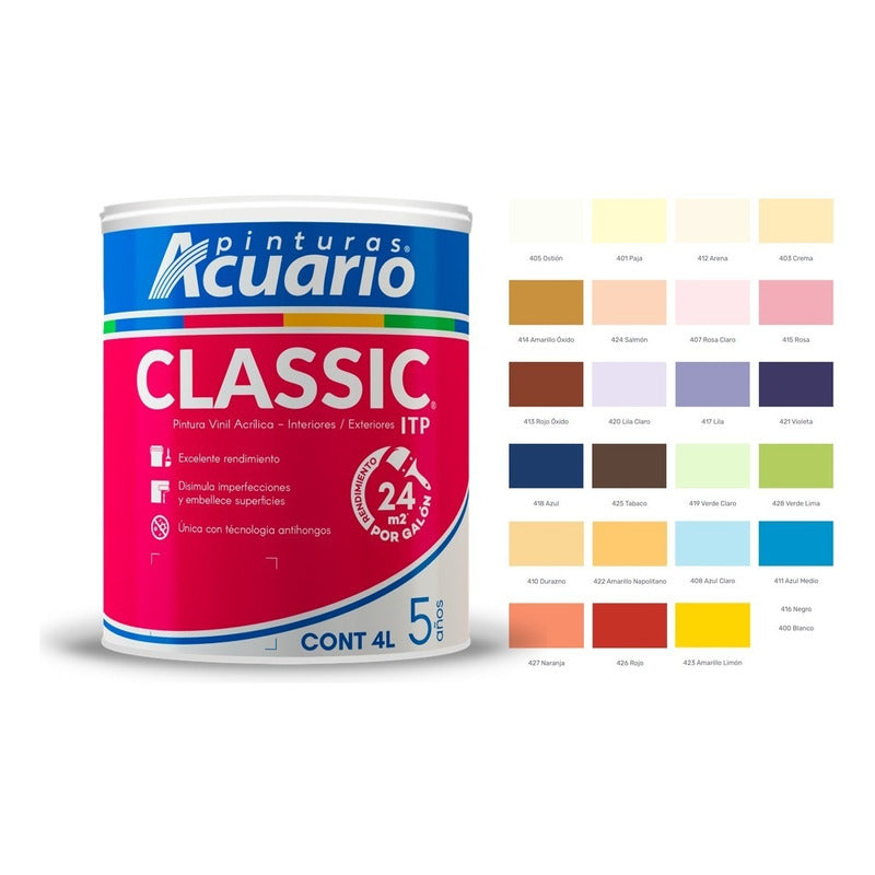 Galon De Pintura Vinilica Lavable Acuario Classic 4 Litros