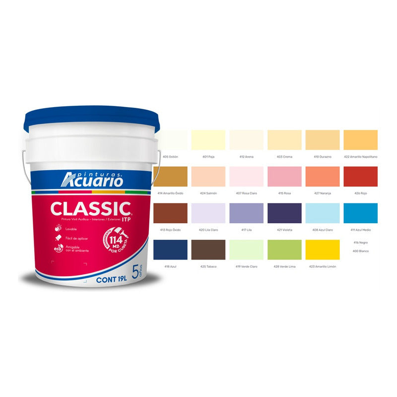 Pintura Vinílica Classic Acuario 19 Litros  Color Blanco